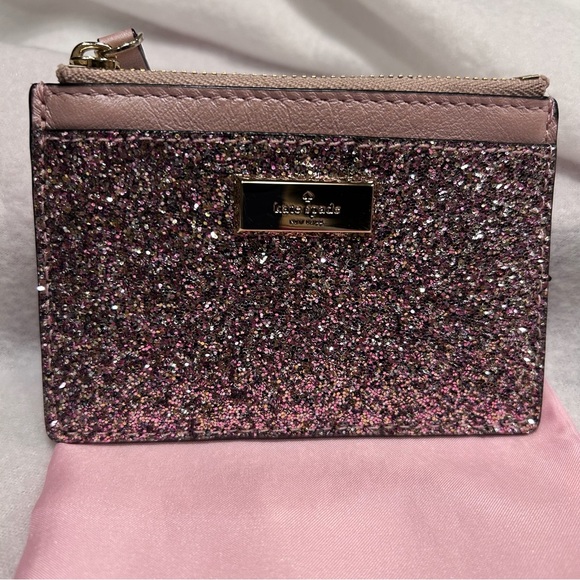 Kate Spade pink/rose gold Sunset Lane Adi coin zip mini wallet. NWT. - Picture 2 of 9
